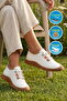 White Genuine Leather Anatomical Women's Casual Shoes Z681 Z