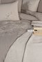 Newhome Diamond Lotus Brown Luxury Embroidered 100% Cotton Double Duvet Cover Set - 2