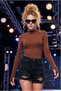 Crew Neck Long Sleeve Finger-Loop Blouse Fitted Stretchy Knitted Luxury Women's T-Shirt - 3