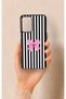 Oppo A16 Compatible Pink and White Ribbon Patterned Silicone Case