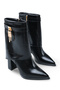Women's Pointed Toe Short Boots 0012068 Black Wrinkled Patent Leather - 3