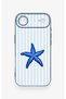 iPhone 17 Air Compatible Blue Starfish Patterned Silicone Case - 2