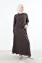 Collared Zipper Detail Skirt Suit - Brown