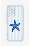 Samsung A52 Compatible Blue Starfish Patterned Silicone Case - 2