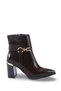 Rhea Lia Women's Pointed Toe Heeled Boots 0012061 Brown Wrinkled Patent Leather - 6