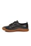 Black Genuine Leather Anatomical Comfortable Sole Lace-Up Women's Casual Shoes Z640 Z - 2