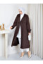 Double-Breasted Collar Belted Button Detailed Lined Hijab Trench Coat Rc3167 - 4