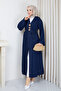 Women's Denim Jeans Kimono Cap with Gold Brooch - 3