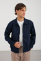 Men's Shirt Collar Button Sleeves Stripe Detailed Cashmere Coat - 2
