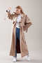 Women's Belted Long Trench Coat Oversized Cut - 7