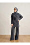 Women's Modal Pique 3 Piece Set with Shoulder Shawl, Tunic Pants, Comfortable Fit, Hijab Set - Black