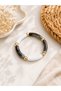 Women's Gold Detailed Black and White Elastic Bracelet – Summer Chic and Modern Design