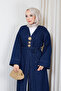 Women's Denim Jeans Kimono Cap with Gold Brooch - 2