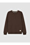 Özmarka New Season Brown Crew Neck Men's Thick Sweatshirt - 5