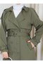 Double-Breasted Collar Belted Button Detailed Lined Hijab Trench Coat Rc3167 - 7