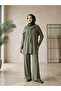 Women's Modal Pique 3 Piece Set with Shoulder Shawl, Tunic Pants, Comfortable Fit, Hijab Set - Khaki