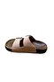 Genuine Leather Double Band Flat Thick Sole Slippers - 4