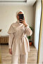 Women's Imported Cupra Fabric Cape Detailed Belted Two-Piece Suit with Trousers - 2