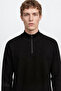 Men's Black Standard Fit Regular Cut Bato Collar Knitwear Sweater - 4