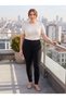 Women's Plus Size Leggings Pants High Waist Leather Striped Skinny Leg Black - 6