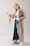 Women's Belted Long Trench Coat Oversized Cut - 2