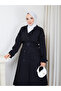 Double-Breasted Collar Belted Button Detailed Lined Hijab Trench Coat Rc3167 - 6