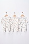 Cute Bear and Rabbit Patterned Set of 3 100% Cotton Report-Approved Baby Rompers - 2