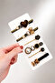 Black Gold Color Stylish Women's Hair Clip Set Multiple Models - 3
