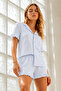 Women's Knitted Cotton Mini Length Blue Pajama Set - 3