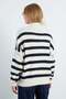 Striped Buttoned V-Neck Oversized Knitwear Cardigan - 7