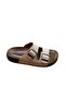 Genuine Leather Double Band Flat Thick Sole Slippers