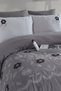 Newhome Diamond Vita Anthracite Luxury Embroidered 100% Cotton Double Duvet Cover Set - 2