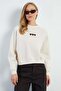 3 Thread Heart Embroidered O Oversized Sweatshirt - 6