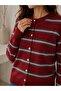 Women's Cardigan Knitwear Crew Neck Striped Buttoned