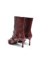 Burgundy Color 3 Buckle Pointed Toe Women's Heeled Boots - 5