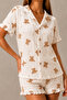 Women's Casual Buttoned V-Neck Snow White Pajama Set - 6