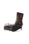 Brown 3 Buckle Pointed Toe Women's Heeled Boots - 7