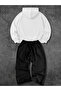 Unisex Men's and Women's Punch Printed Oversize 3 Thread Hooded Hoodie and Baggy Bottom Sweatpants Set - 2