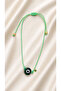 Green 2 mm String 3 cm Green Evil Eye Bead Necklace (Length 60 cm) - 2