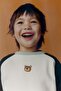 Children's Cotton Teddy Bear Embroidered Ecru Black School Sweatshirt and Sweatpants Set - 6