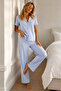 Women's Loose Fit Cotton Blue Pajama Set - 6
