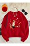 Unisex Fox Printed Crew Neck Sweatshirt