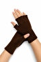 Unisex Cut-Out Half-Toe Brown Knitwear Gloves - 2