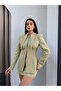 Collared Scarf Jacket Skirt Set