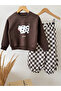 Unisex Kids Top with Cow Print and Bottom with Checker Print 3 Thread Fabric Bottom and Top Tracksuit Set - 4