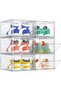 6 Pack Clear Stackable Shoe Storage Boxes with Magnetic Front Door, Transparent Plastic Organizer - 6