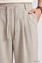 Beige Pleated Woven Palazzo Men's Trousers - 82201 - 3