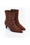 Women's Suede-Look Pointed-Toe 5 cm Wood-Patterned Heeled Boots – Stylish Winter Boots with Warm Inner Lining, Non-Slip Sole, and Troc Detail - 3