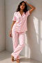 Women's Classic Natural Button Night Pink Pajama Set - 5