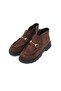 Brown Buckle Detailed Women's Loafer Boots - 4